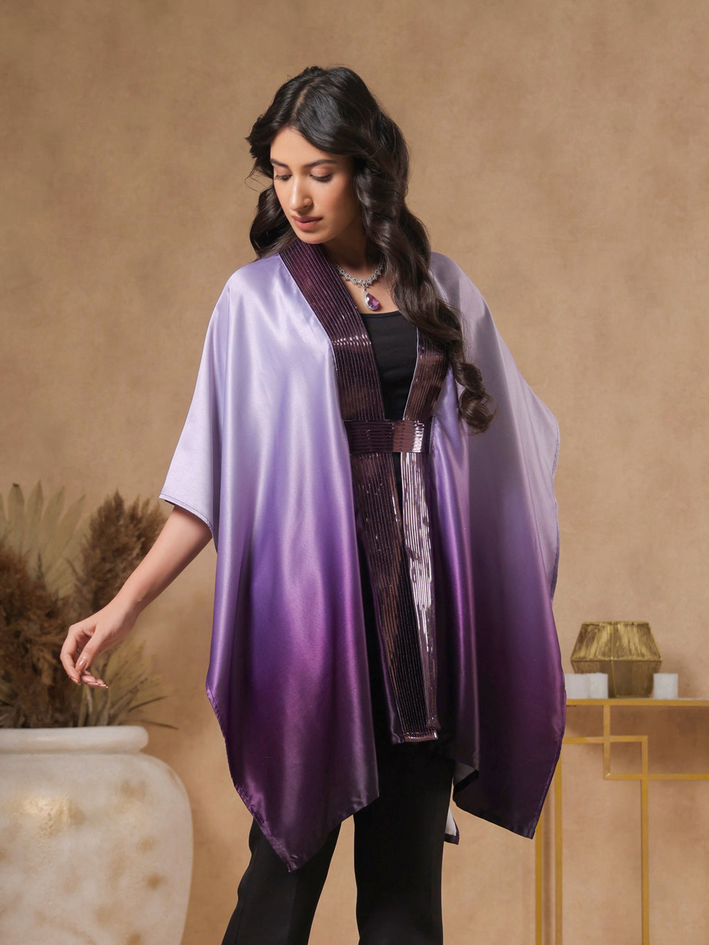 Twilight Ombre Embellished Cape