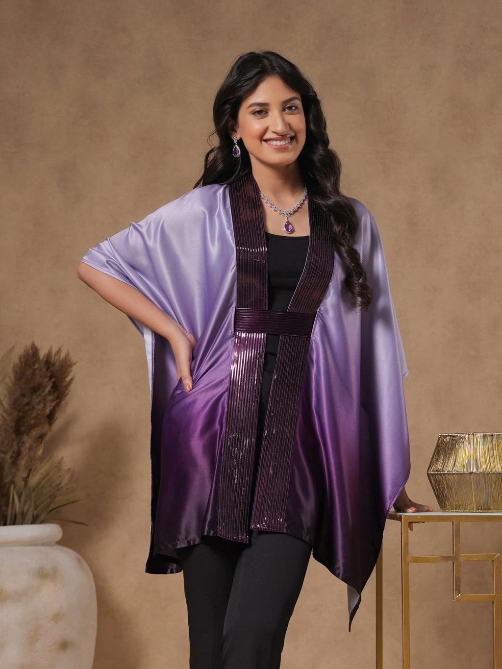 Twilight Ombre Embellished Cape