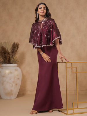 Rasin Embellished Cape Gown