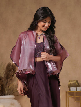 Lavender Shimmer Embellished Cape