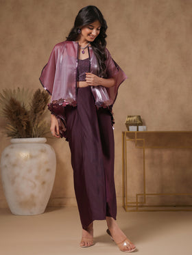 Rasin Lavender Shimmer Embellished Coords-Set