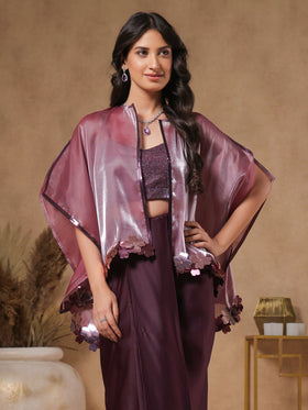 Lavender Shimmer Embellished Cape