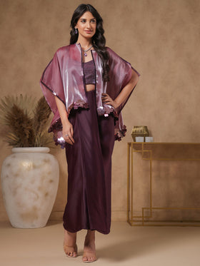 Rasin Lavender Shimmer Embellished Coords-Set