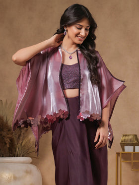 Lavender Shimmer Embellished Cape