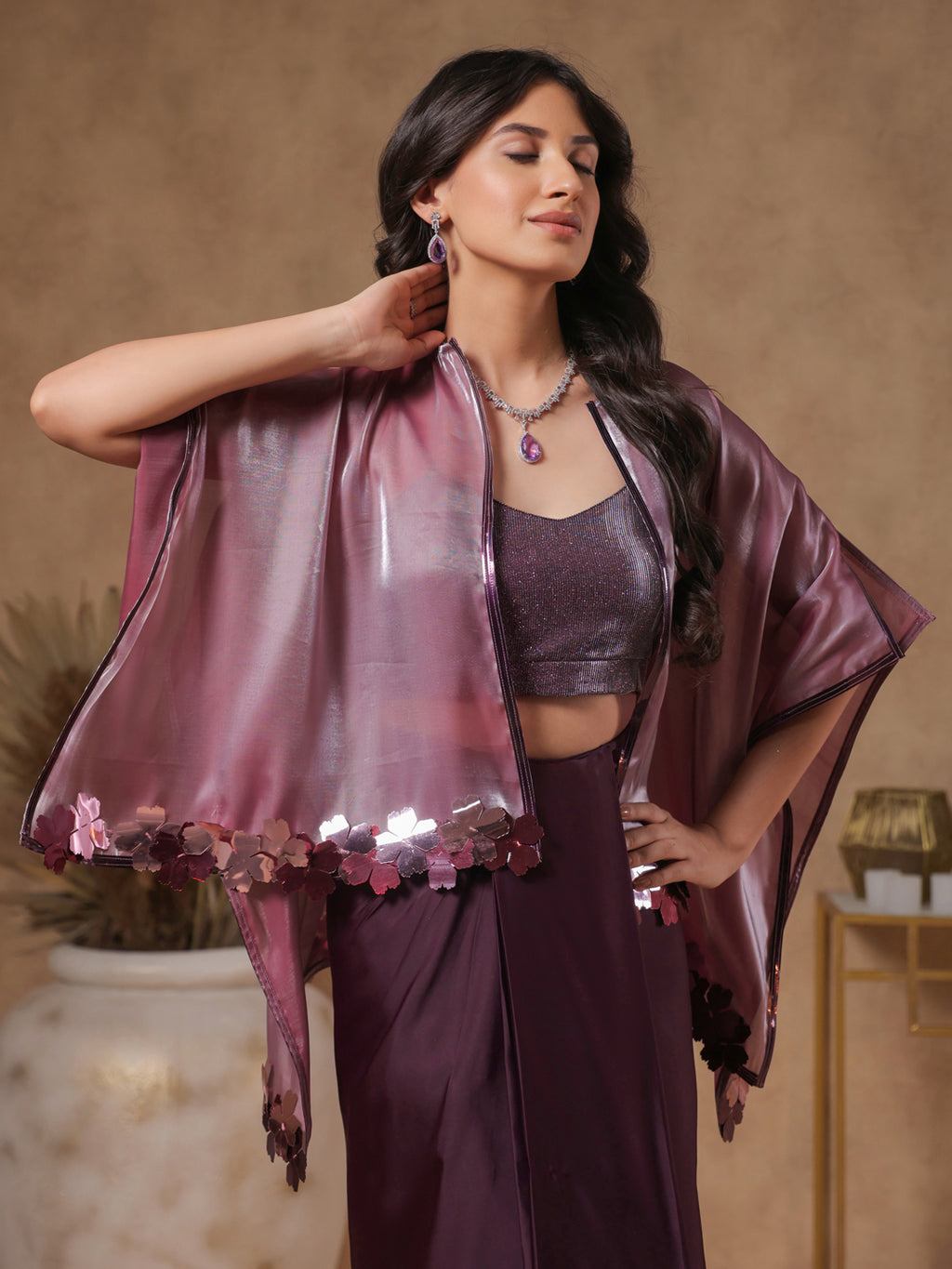 Rasin Lavender Shimmer Embellished Coords-Set