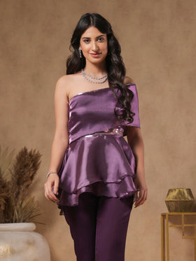 Royal Amethyst Peplum Embellished Top