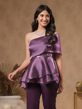 Royal Amethyst Peplum Embellished Top