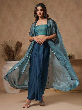 Teal Lagoon Embellished Cape