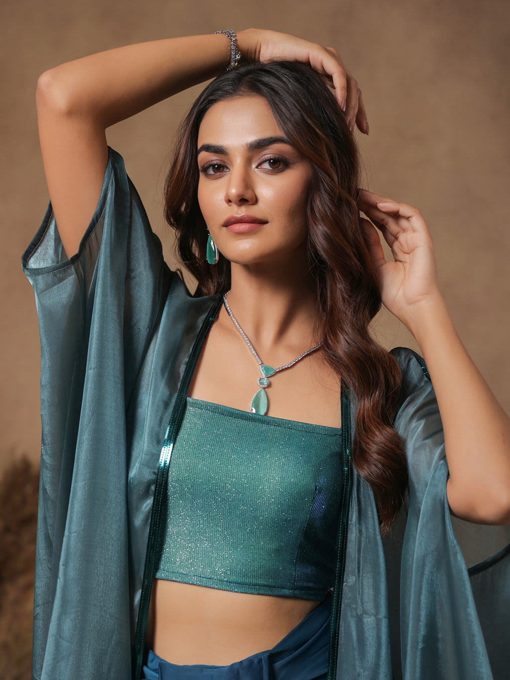 Teal Lagoon Embellished Three-Piece Set