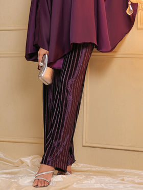 Royal Amethyst Velvet Straight Trousers