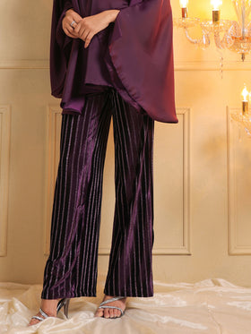 Royal Amethyst Velvet Straight Trousers