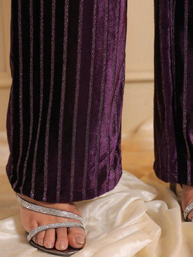Royal Amethyst Velvet Straight Trousers