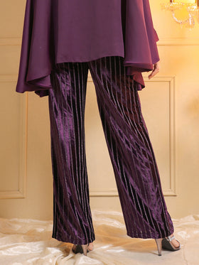 Royal Amethyst Velvet Straight Trousers
