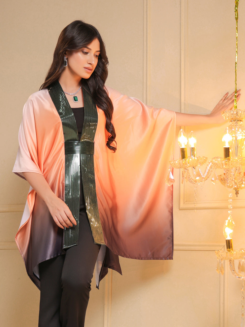 Horizon Ombre Embellished Cape