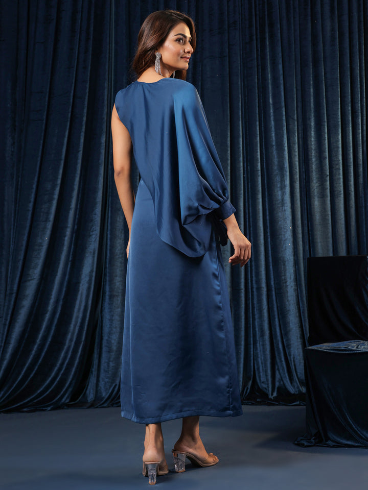 Regal Azure Satin Dress