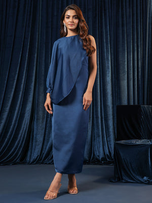 Regal Azure Satin Dress