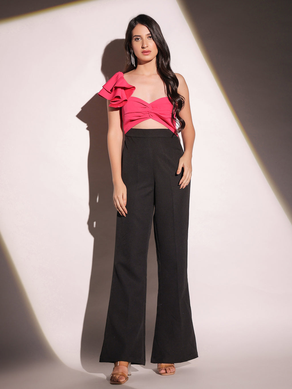 Viva Magenta Ruffle Elegance Jumpsuit