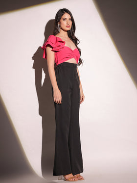 Viva Magenta Ruffle Elegance Jumpsuit