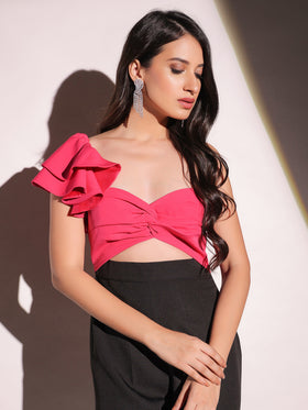 Viva Magenta Ruffle Elegance Jumpsuit