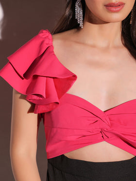 Viva Magenta Ruffle Elegance Jumpsuit