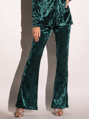 Emerald Velvet Flared Trousers