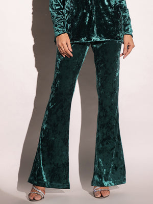 Emerald Velvet Flared Trousers