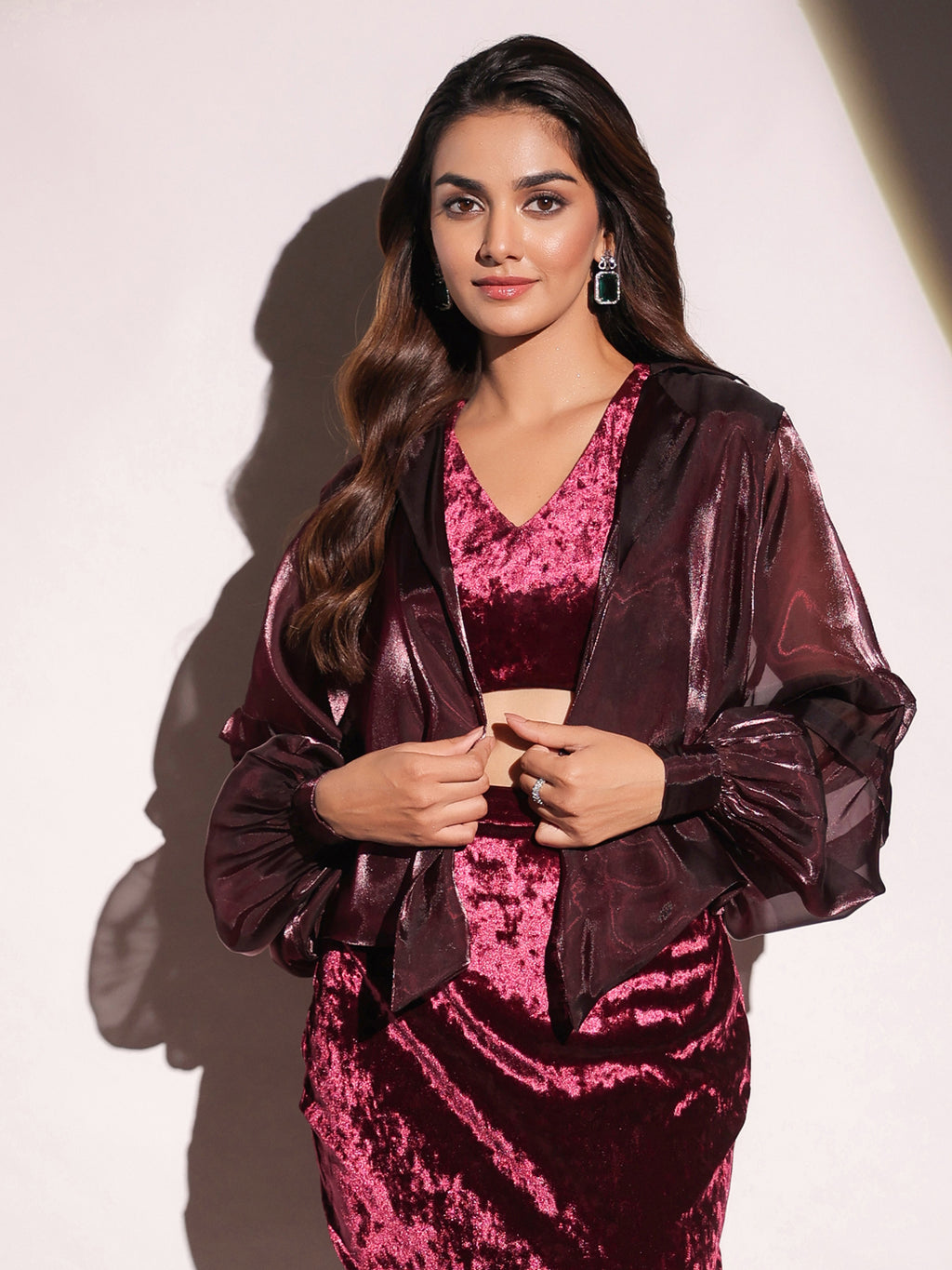 Rasin Organza & Velvet Top