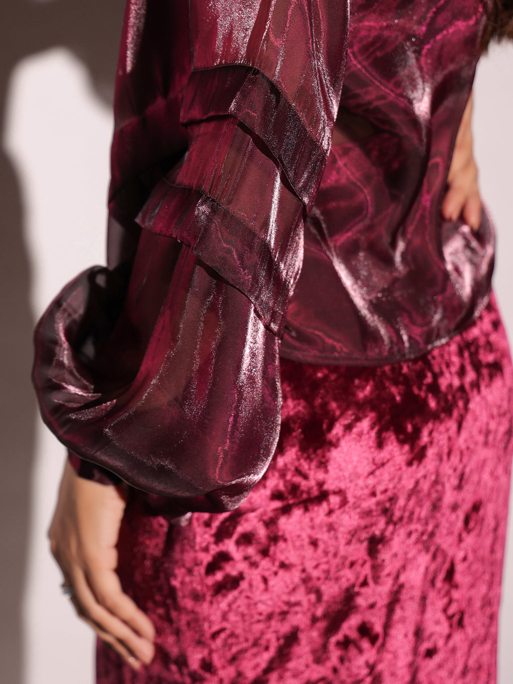 Rasin Organza & Velvet Top