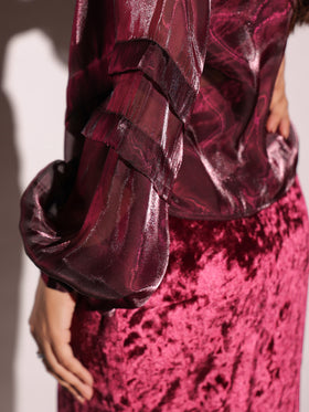 Rasin Organza & Velvet Top