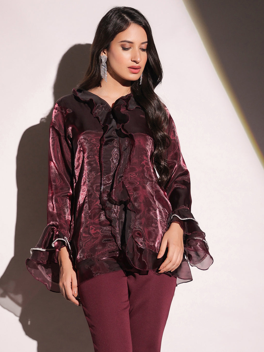 Shrilled Rasin Shop Online Premium Rasin Ruffled Top Women Online in India