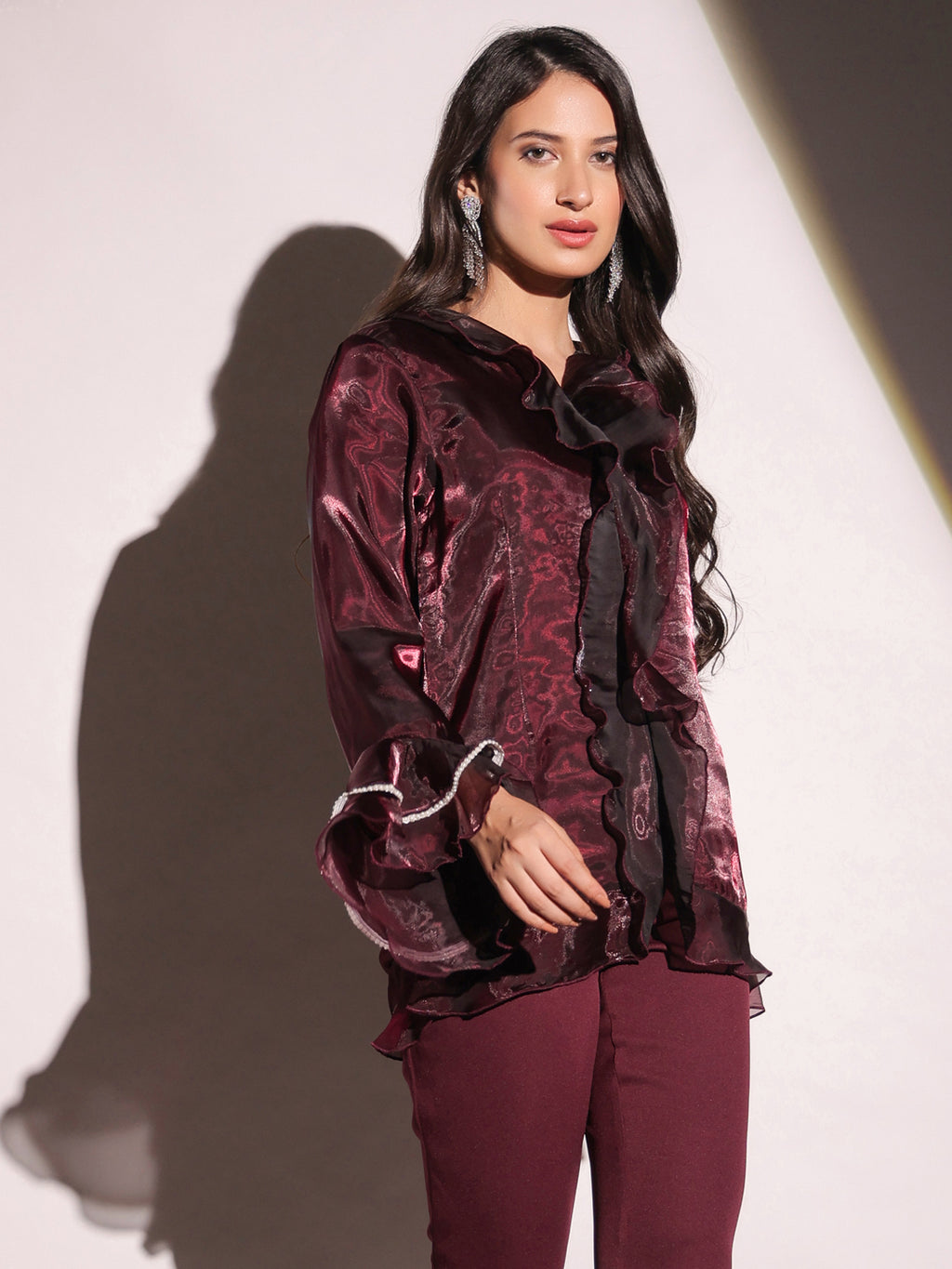 Shrilled Rasin Shop Online Premium Rasin Ruffled Top Women Online in India