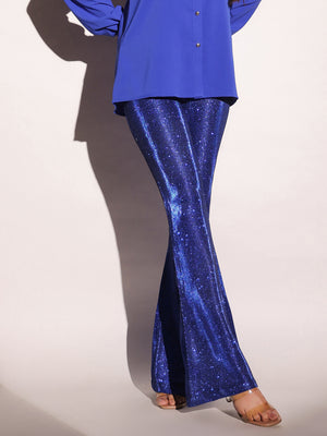 Regal Azure Shimmer Flared Trousers