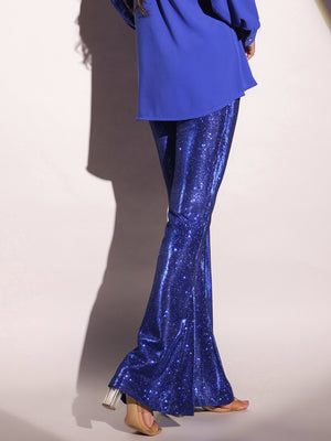 Regal Azure Shimmer Flared Trousers