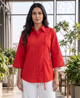 Red Tie Detail Shirt