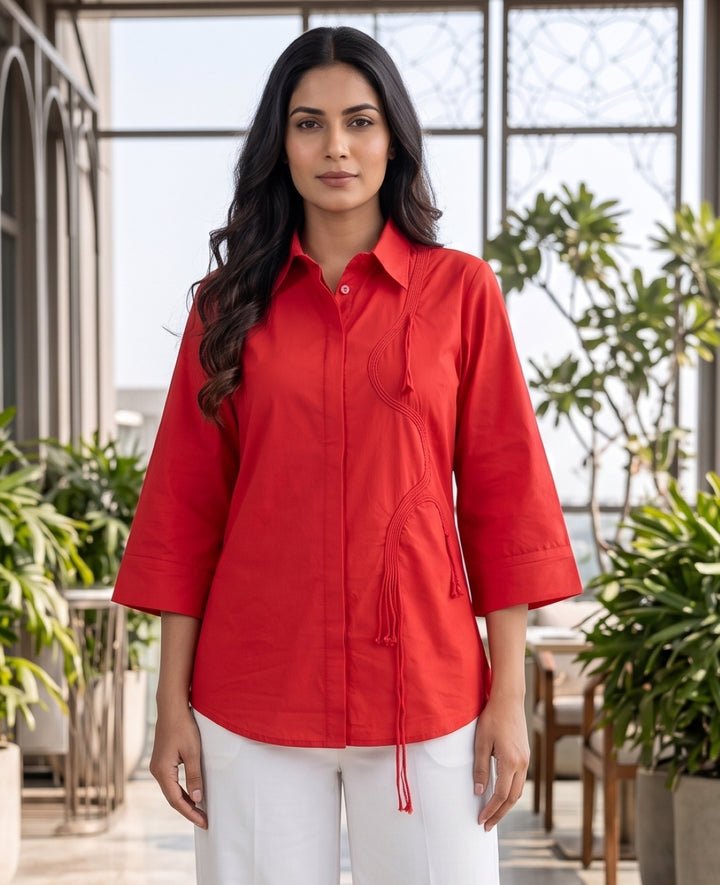 Red Tie Detail Shirt