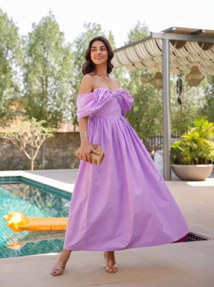 Lilac Off Shoulder Corset Dress