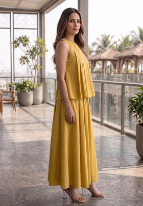Sunshine Yellow Pleated Co-ord Set