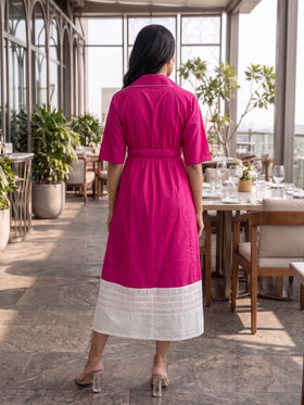 Fuchsia Wrap Midi Dress