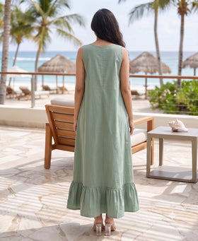 Sage Green Applique Maxi Dress