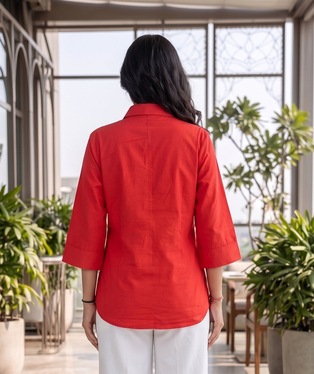 Red Tie Detail Shirt