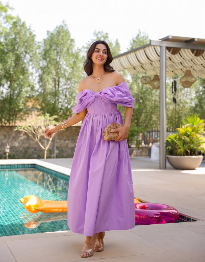 Lilac Off Shoulder Corset Dress
