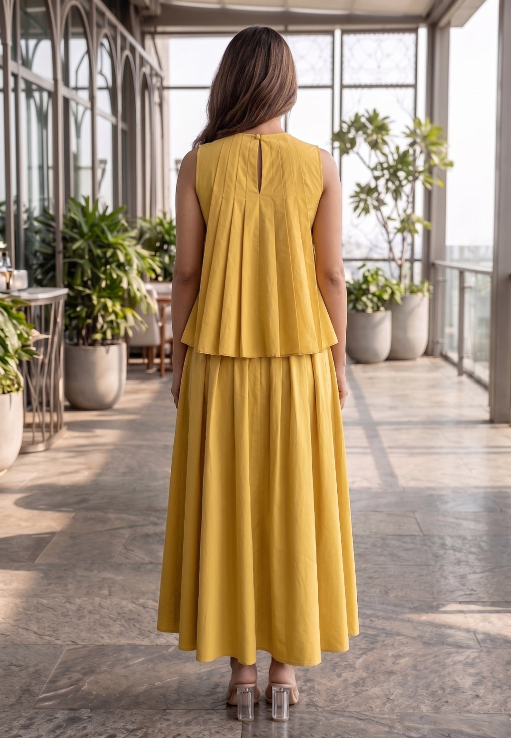 Sunshine Yellow Pleated Co-ord Set