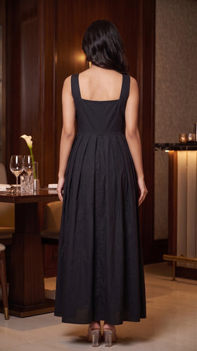 Black Applique Maxi Dress