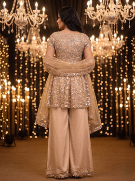 Champagne Embellished Sharara Set