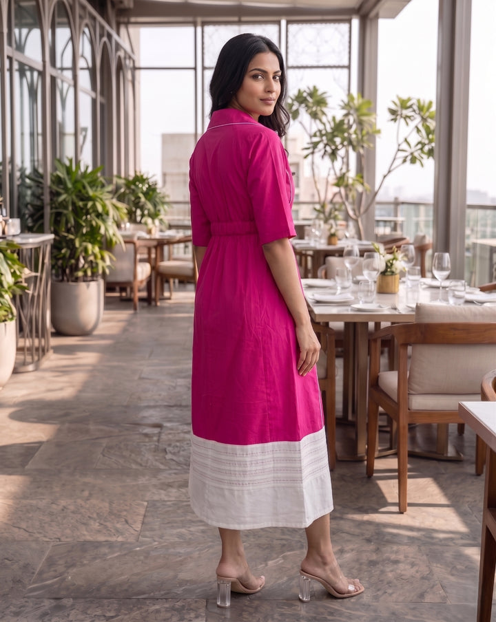 Fuchsia Wrap Midi Dress