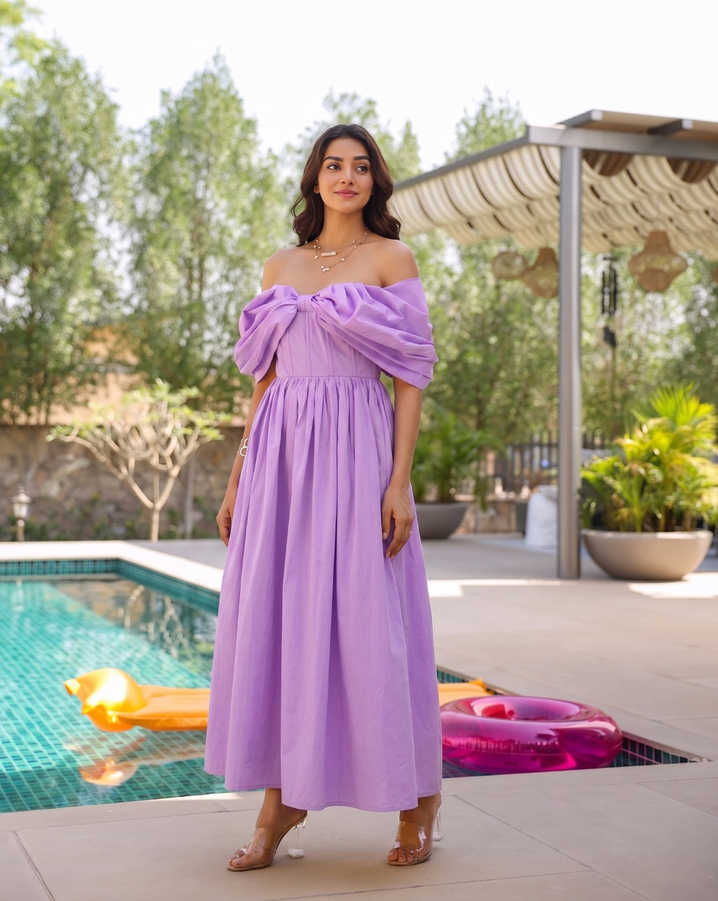 Lilac Off Shoulder Corset Dress