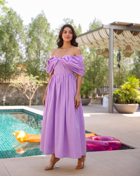 Lilac Off Shoulder Corset Dress