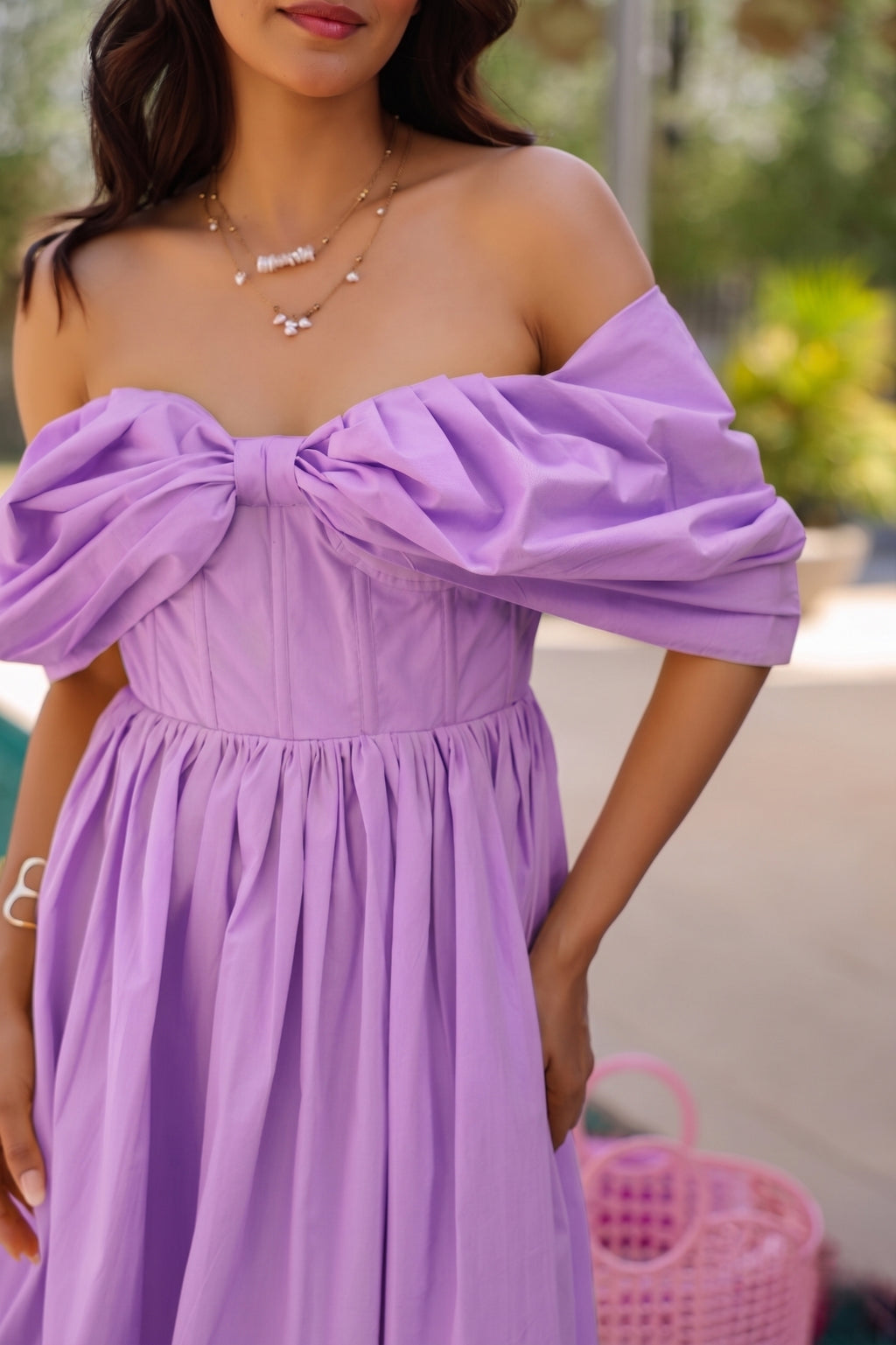 Lilac Off Shoulder Corset Dress