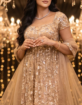 Champagne Embellished Sharara Set