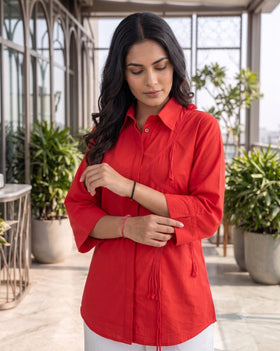 Red Tie Detail Shirt